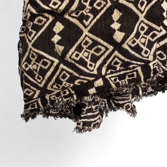 Free People Marlow Size XS Black Cream Boho Swing Dress Peasant Tunic Tie Neck - Picture 6 of 12